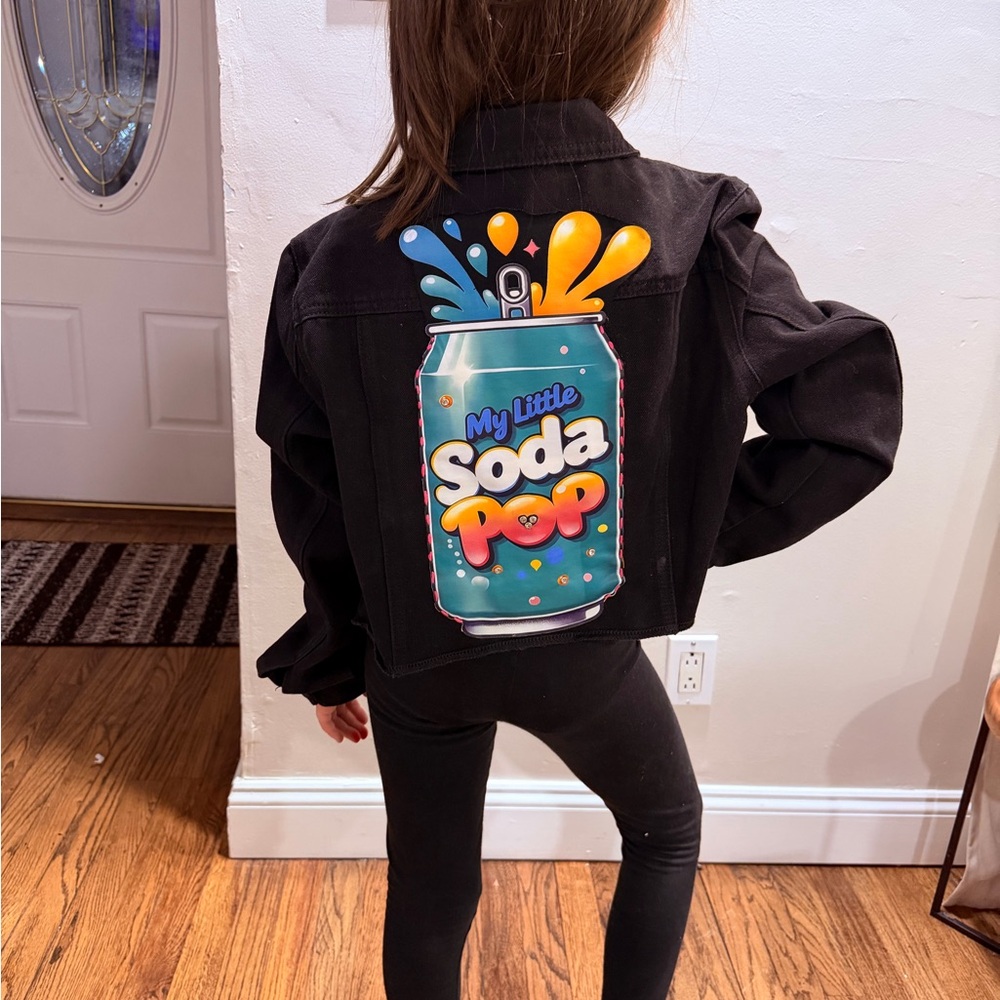 Black Kids Jacket with Soda Pop Design
